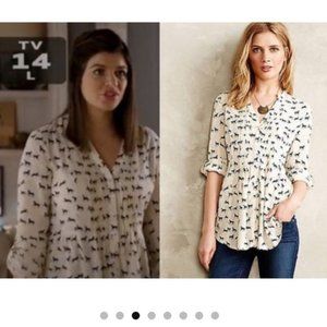 Anthropologie Maeve Horse Print Blouse Size 12